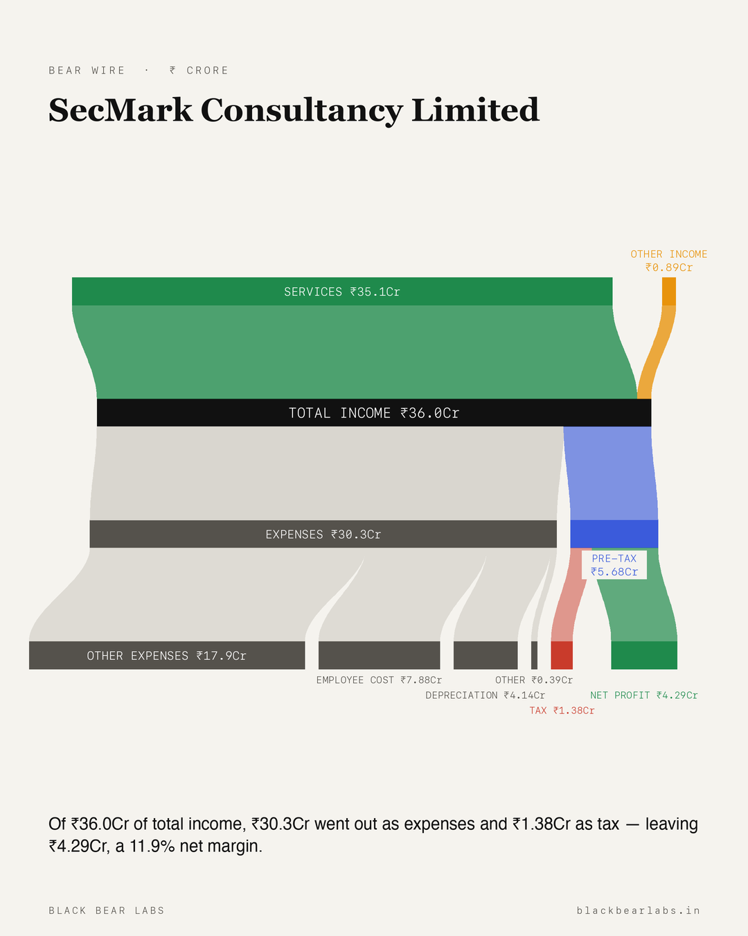 SecMark Consultancy Limited Sankey diagram — how SecMark Consultancy Limited makes money, revenue breakdown